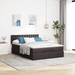 vidaXL Lit ottoman avec matelas et LED marron foncé 140x190 cm tissu