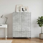 vidaXL Buffet Gris béton 66 x 34 5 x 97 cm Bois d'ingénierie