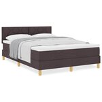 vidaXL Lit boxspring avec matelas Marron foncé 140 x 190 cm tissu