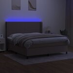 vidaXL Sommier à lattes de lit matelas et LED Taupe 160x200 cm Tissu