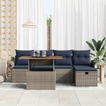 vidaXL Ensemble de canapé de jardin 6 Pièces Gris polyrotin