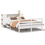 vidaXL Lit bibliothèque sans matelas blanc 135x190 cm bois pin massif