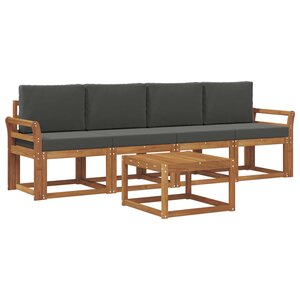 vidaXL Ensemble de canapés d'extérieur 5 Pièces Naturel et Anthracite