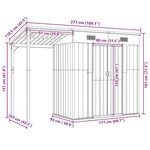 vidaXL Abri de jardin avec toit prolongé marron clair 277x107x181 cm