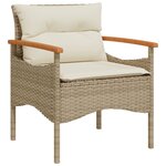 vidaXL Salon de jardin avec coussins 3 Pièces beige résine tressée