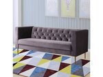 Canapé fixe en velours "Bruce" - 196 x 76 x 82 cm - 3 places - Gris