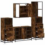 vidaXL Ensemble meubles salle de bain 4 Pièces chêne fumé bois ingénierie