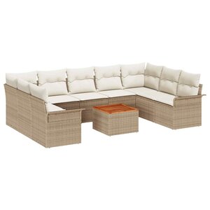 vidaXL Ensemble de canapé de jardin 10 Pièces Beige et crème polyrotin