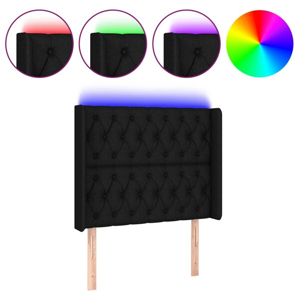 vidaXL Tête de lit à LED Noir 93x16x118/128 cm Tissu