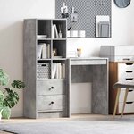 vidaXL Bureau avec rangement 2 Pièces Gris béton 45 5 x 34 x 127 cm