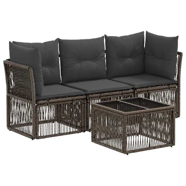 vidaXL Ensemble de canapé de jardin 4 pc Gris polyrotin