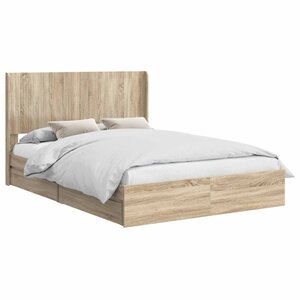 vidaXL Cadre de lit avec rangement et tête de lit Chêne Sonoma