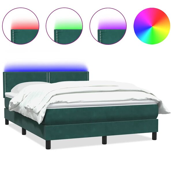 vidaXL Sommier à lattes de lit et matelas vert foncé 140x210cm velours