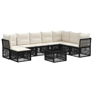 vidaXL Ensemble de canapé de jardin 9 pc Noir polyrotin