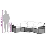 vidaXL Canapé de jardin et coussins et repose-pied en forme de L rotin