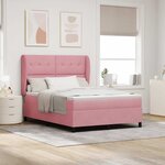 vidaXL Lit à ressorts avec matelas Rose 200 x 140 cm Polyester