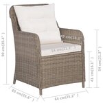 vidaXL Chaises d'extérieur et coussins lot de 2 Résine tressée Marron