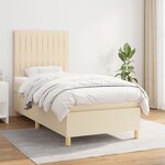 vidaXL Sommier à lattes de lit avec matelas Crème 100x200 cm Tissu