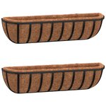 vidaXL Jardinières murales 2 Pièces en coco noir 76x21x16 cm acier