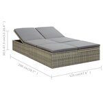 vidaXL Chaise longue convertible avec coussin Résine tressée Gris