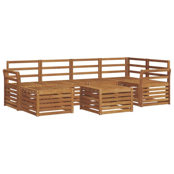 vidaXL Ensemble de canapé d'angle 7 Pièces Naturel Bois d'Acacia Massif