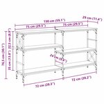 vidaXL Table console avec étagère Chêne artisanal 150 x 29 x 76 5 cm