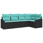 vidaXL Ensemble de Canapés avec coussin 5 Pièces Noir polyrotin