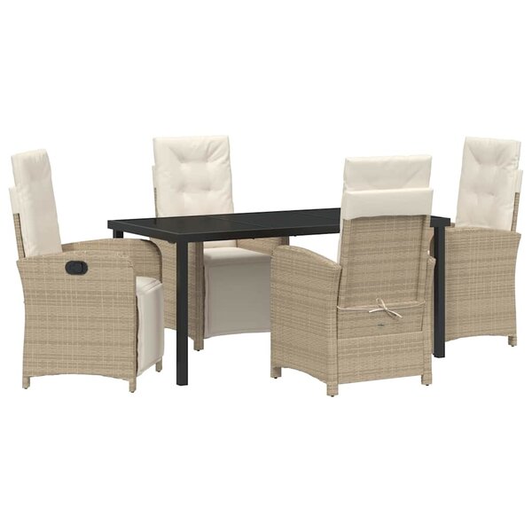 vidaXL Ensemble de salle à manger pour jardin 5 Pièces Beige polyrotin