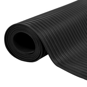 vidaXL Tapis de sol à larges rainures Noir 1 x 5 m Caoutchouc