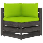 vidaXL Salon de jardin 11 Pièces avec coussins Bois imprégné de gris