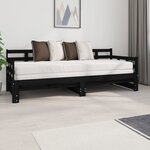 vidaXL Lit coulissant Noir Bois de pin solide 2x(80x200) cm