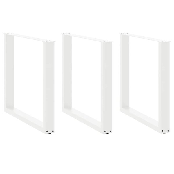 vidaXL Pieds de table à manger en U 3 pièces Blanc 90 x (72-73) cm Acier
