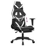 vidaXL Chaise de jeu avec repose-pied Noir et blanc Similicuir