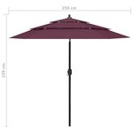 vidaXL Parasol à 3 niveaux avec mât en aluminium Bordeaux 2 5 m