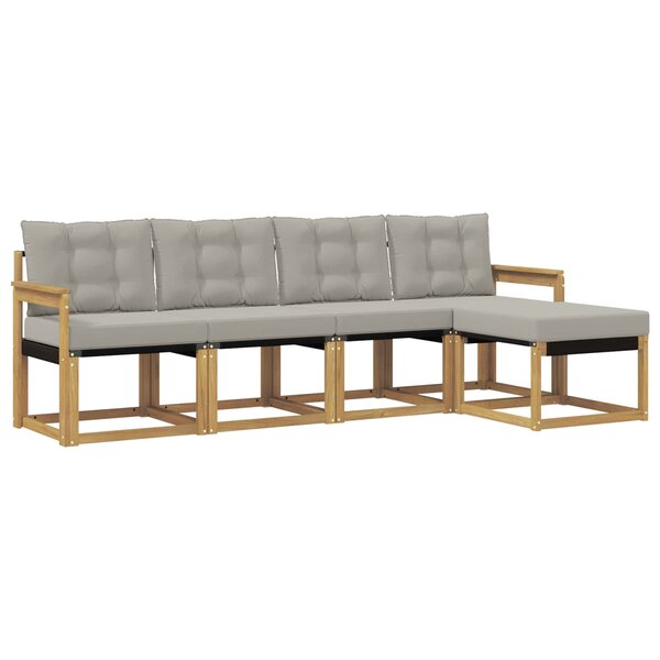 vidaXL Ensemble de canapés d'extérieur 5 Pièces Blanc et gris clair