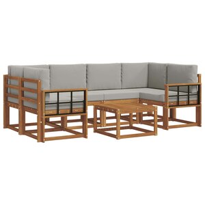 vidaXL Ensemble de canapés d'extérieur 7 pc Gris Naturel et Clair