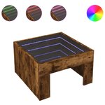 vidaXL Table basse avec LED infini chêne fumé 50x50x30 cm