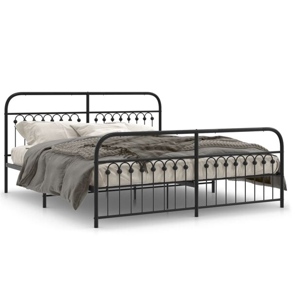vidaXL Cadre de lit métal sans matelas avec pied de lit noir 183x213cm