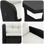 vidaXL Ensemble de repas extérieur 5 Pièces Noir et blanc crème polyrotin