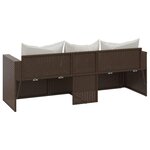 vidaXL Canapé de jardin 3 places avec coussins marron résine tressée
