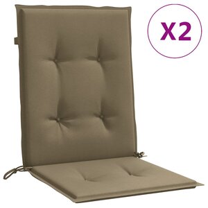 vidaXL Coussins de chaise à dossier bas lot de 2 taupe mélangé tissu