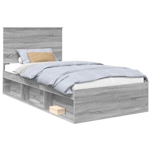 vidaXL Cadre de lit Gris Sonoma 100 x 200 cm Pin massif