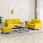 vidaXL Ensemble de canapés 3 Pièces avec coussins jaune clair tissu