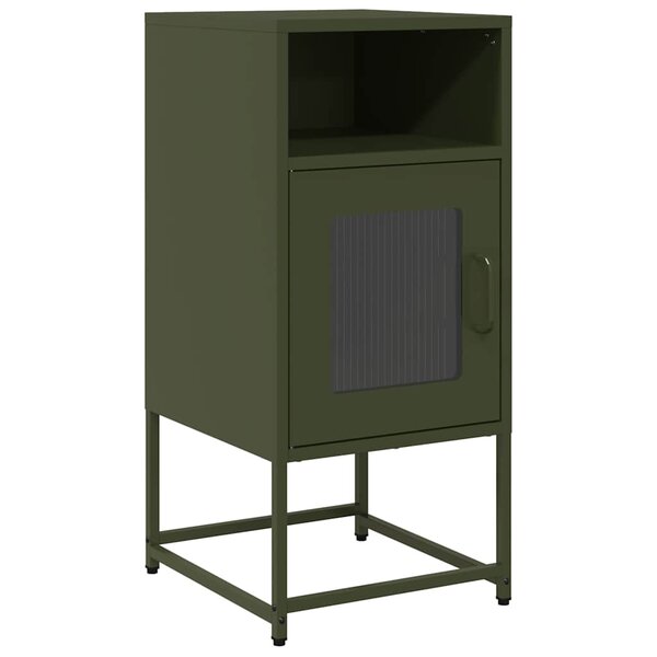 vidaXL Table de chevet vert olive 36x39x78 cm acier laminé à froid