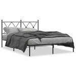 vidaXL Cadre de lit métal avec tête de lit noir 140x190 cm