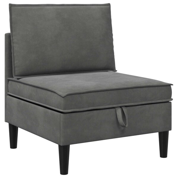 vidaXL Canapé moyen avec rangement Gris foncé Velours