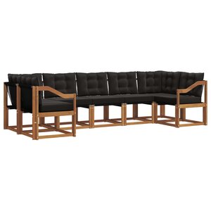 vidaXL Ensemble de canapés d'extérieur 7 Pièces Naturel et Noir