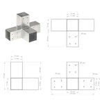 vidaXL Connecteurs de poteau 4 Pièces Forme en X Métal galvanisé 71x71 mm