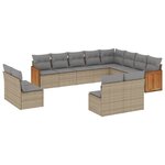 vidaXL Salon de jardin avec coussins 12 Pièces beige résine tressée