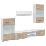 vidaXL Meubles TV avec lumière LED 5Pièces chêne sonoma bois d'ingénierie